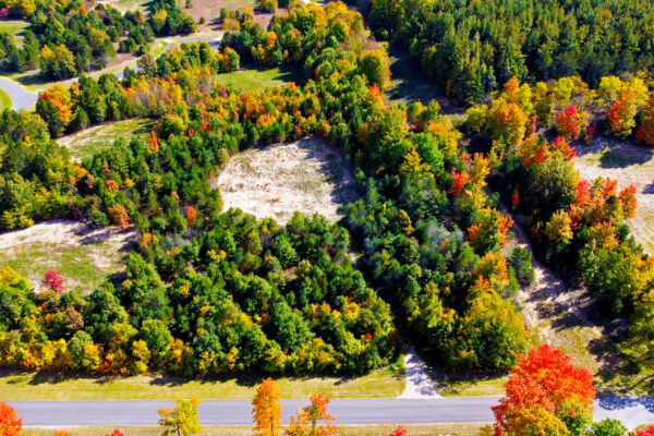 Aerial photo of several ready-to-build lots inside Paradise Ranch.